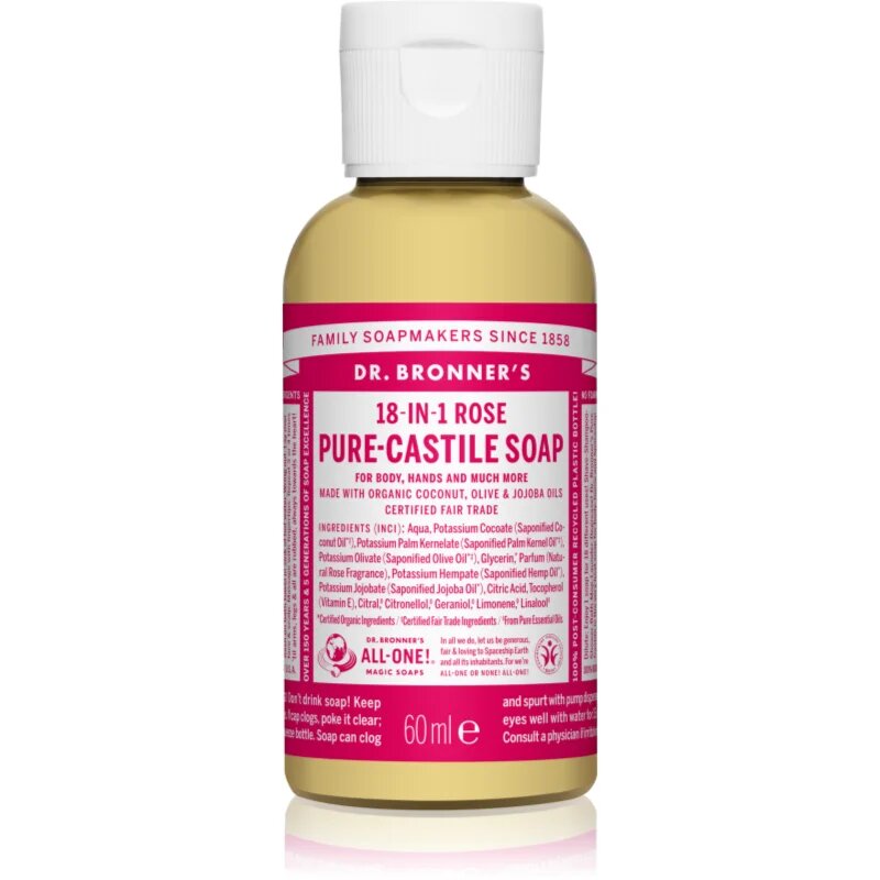 Dr. Bronner’s Rose tekoče univerzalno milo 60 ml