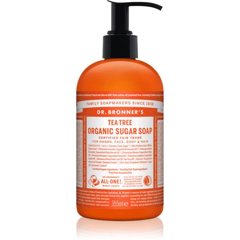 Dr. Bronner’s Tea Tree tekoče milo za telo in lase 355 ml