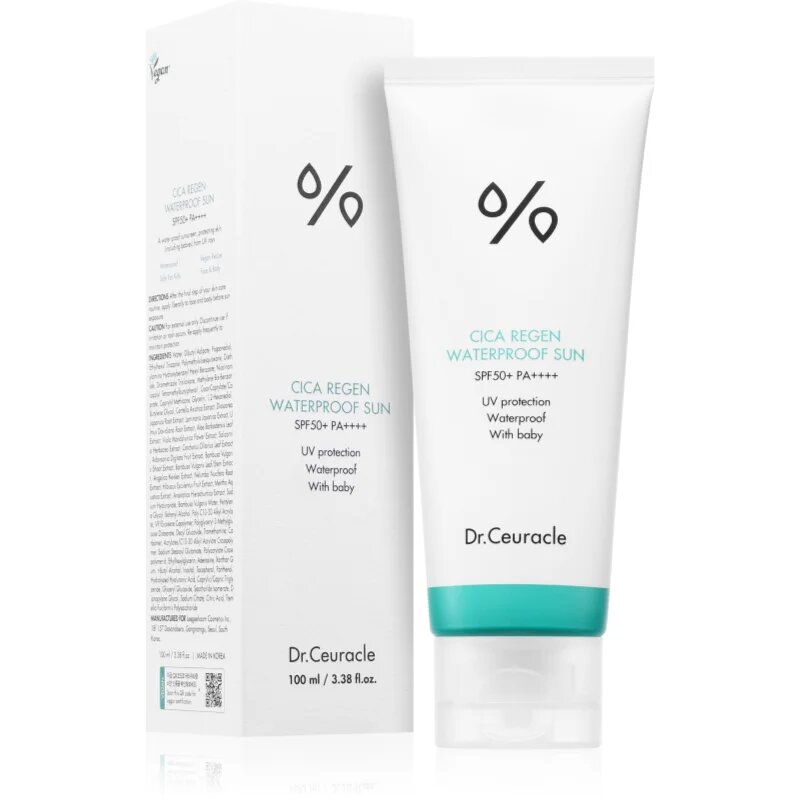 Dr.Ceuracle Cica Regen Waterproof Sun vodoodporna krema za sončenje za obraz SPF 50+ 100 ml