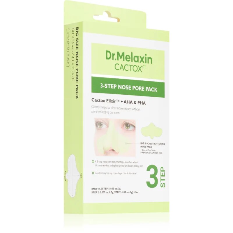 Dr. Melaxin Cactox 3-Step Nose Pore Pack globoko čistilna maska za nos 3 kos