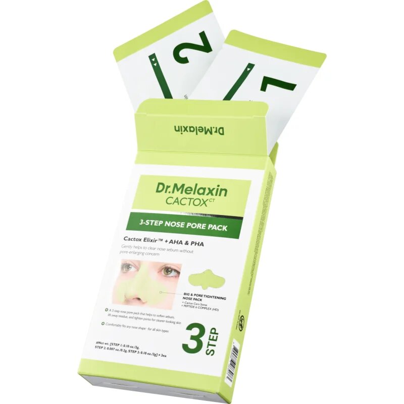 Dr. Melaxin Cactox 3-Step Nose Pore Pack globoko čistilna maska za nos 3 kos