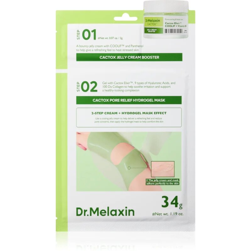 Dr. Melaxin Cactox Pore Relief Jelly Cream Hydrogel Mask intenzivna hidrogelna maska za hidracijo kože in zmanjšanje por 4 kos