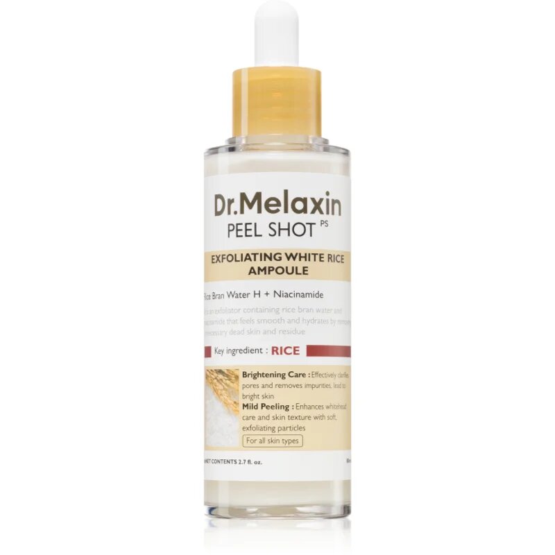 Dr. Melaxin Peel Shot Exfoliating White Rice Ampoule eksfoliacijski piling serum za posvetlitev in zgladitev kože 80 ml