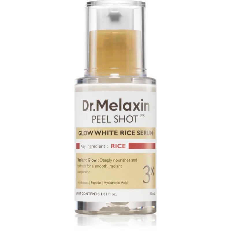 Dr. Melaxin Peel Shot Glow White Rice Serum regeneracijski in posvetlitveni serum z učinkom eksfoliacije 30 ml