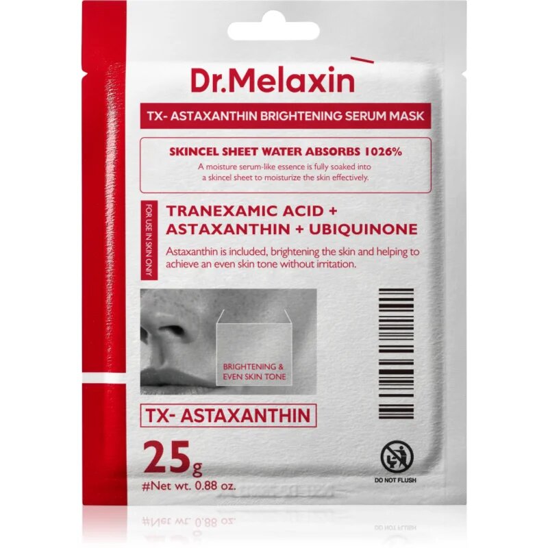 Dr. Melaxin TX Astaxanthin Brightening Serum Mask revitalizacijska maska iz platna za poenotenje tona kože 5x25 g