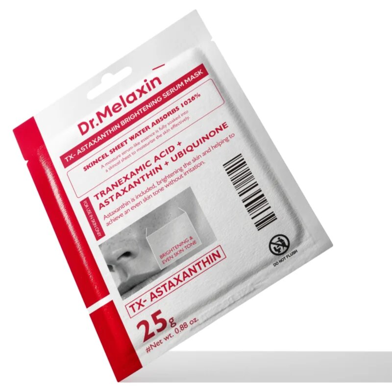 Dr. Melaxin TX Astaxanthin Brightening Serum Mask revitalizacijska maska iz platna za poenotenje tona kože 5x25 g