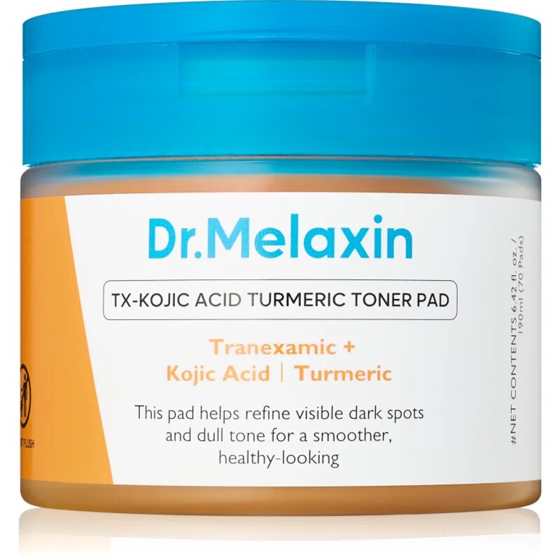Dr. Melaxin TX Kojic Acid Turmeric Toner Pad tonizirajoče blazinice za poenotenje tona kože 70 kos