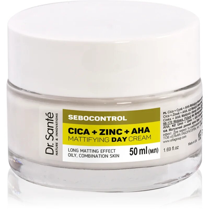 Dr. Santé Sebocontrol Cica + Zinc + AHA matirajoča dnevna krema za mastno kožo 50 ml