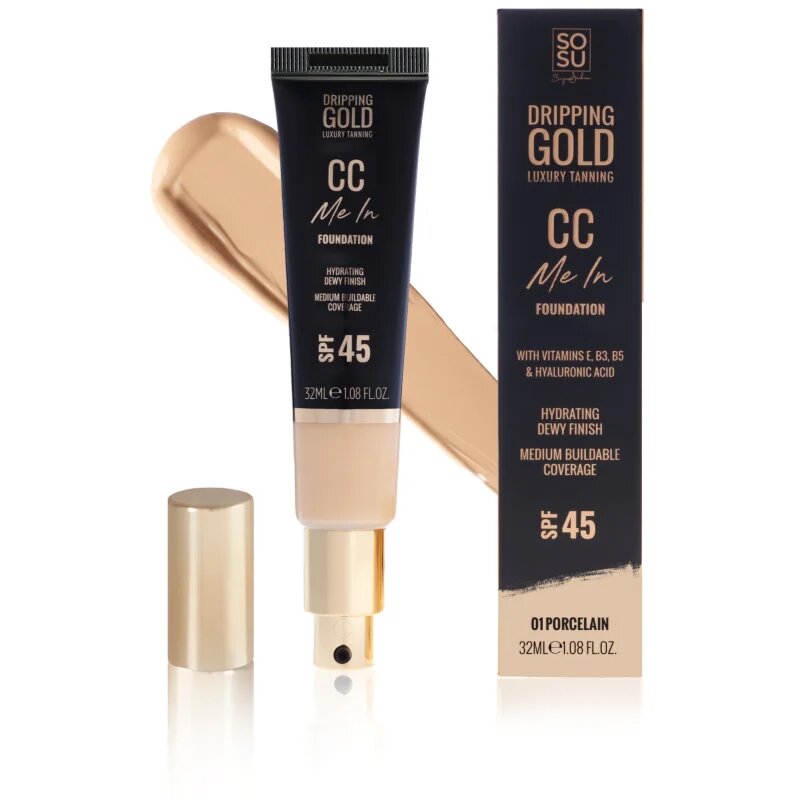 Dripping Gold CC Me In lahki tekoči puder SPF 45 odtenek Porcelain 01 32 ml