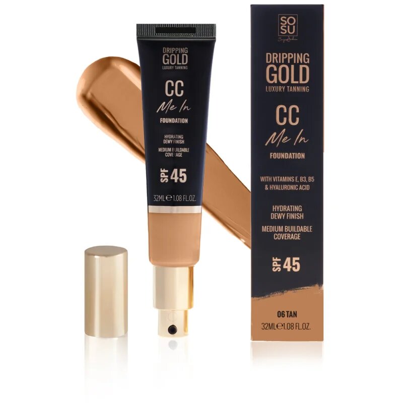 Dripping Gold CC Me In lahki tekoči puder SPF 45 odtenek Tan 06 32 ml