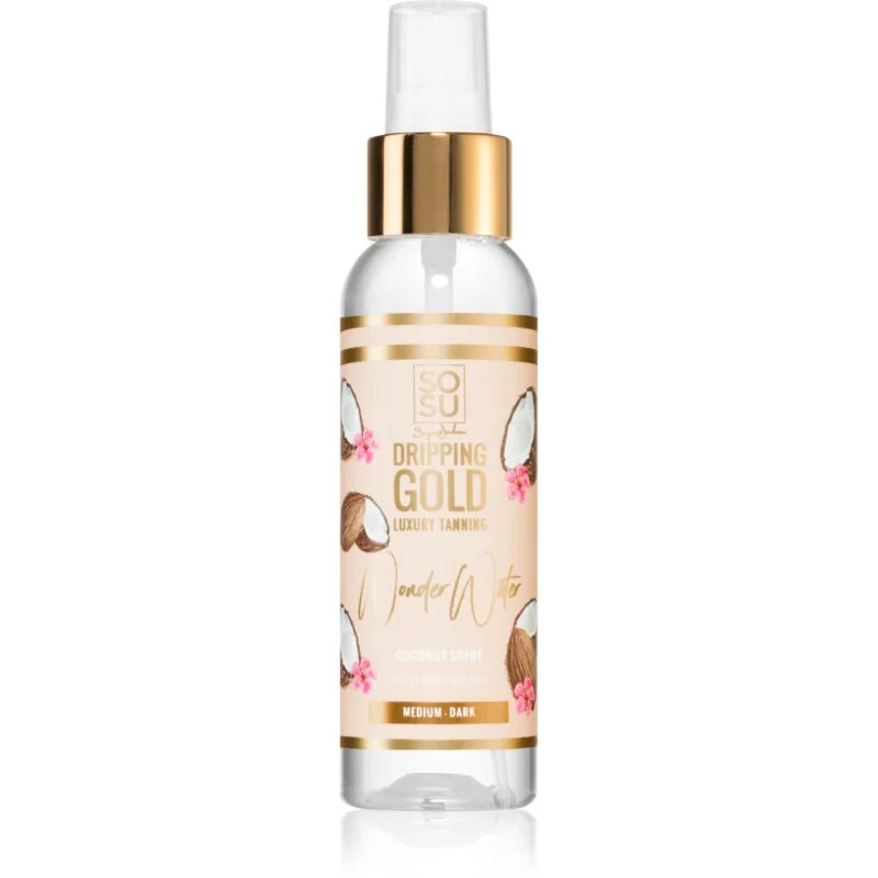 Dripping Gold Wonder Water Coconut samoporjavitvena meglica za obraz Medium - Dark 100 ml