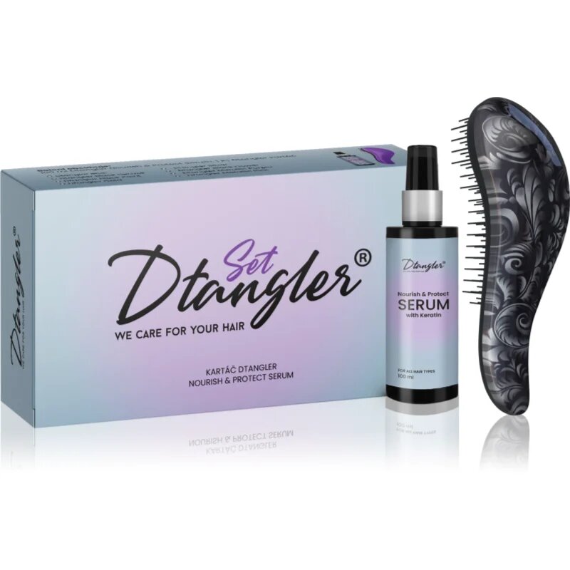 Dtangler We Care For Your Hair Set darilni set za lase Black Flower 2 kos