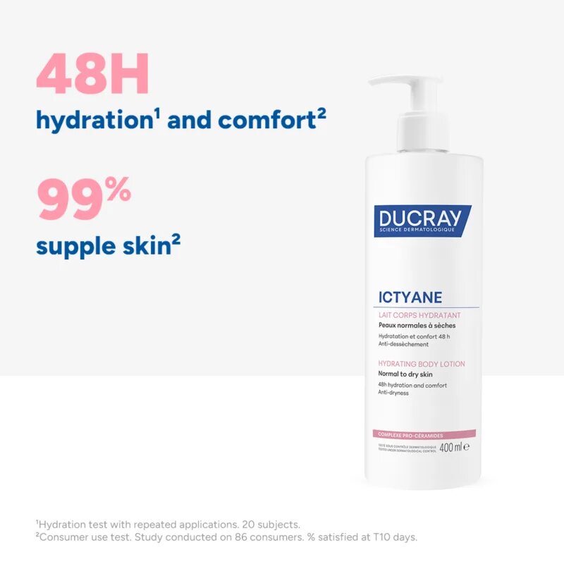 Ducray Ictyane vlažilni losjon za telo za normalno in suho kožo 400 ml