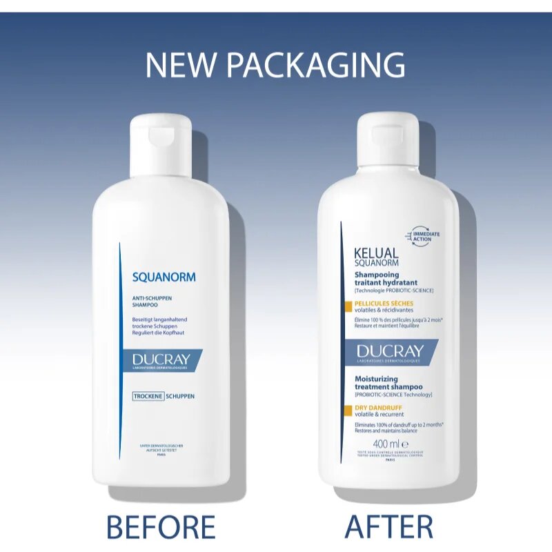 Ducray Kelual Squanorm Moisturizing Treatment Shampoo Dry Dandruff šampon proti suhemu prhljaju 400 ml