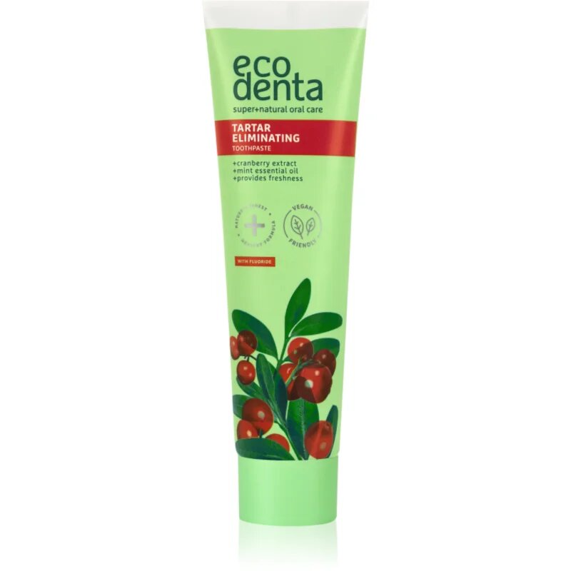 Ecodenta Green Tartar Eliminating osvežujoča zobna pasta proti zobnemu kamnu s fluoridom okus Cranberry 100 ml