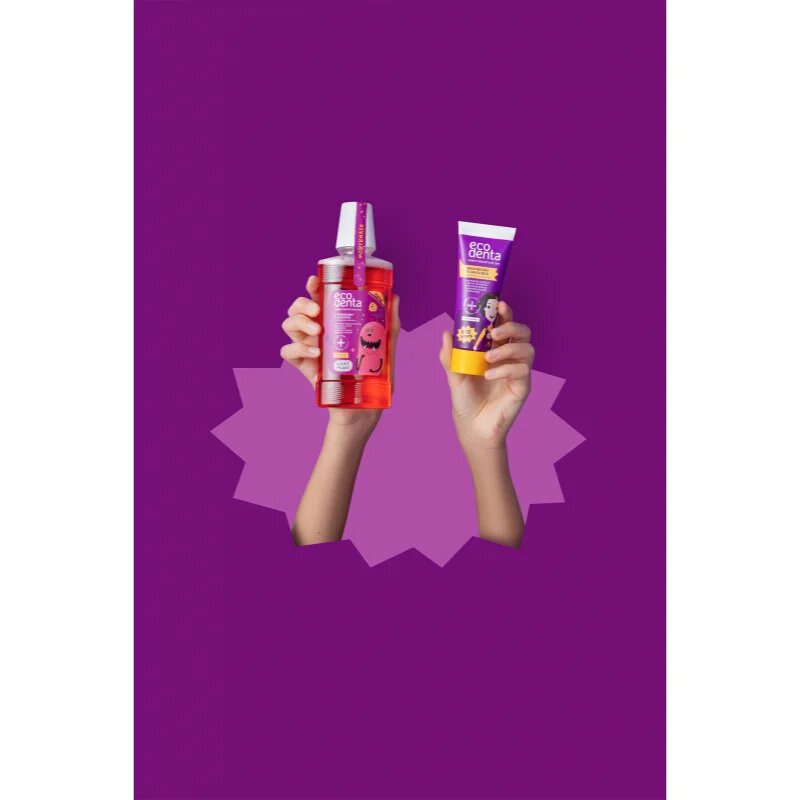 Ecodenta Super + osvežilna ustna voda za otroke okus Strawberry 250 ml