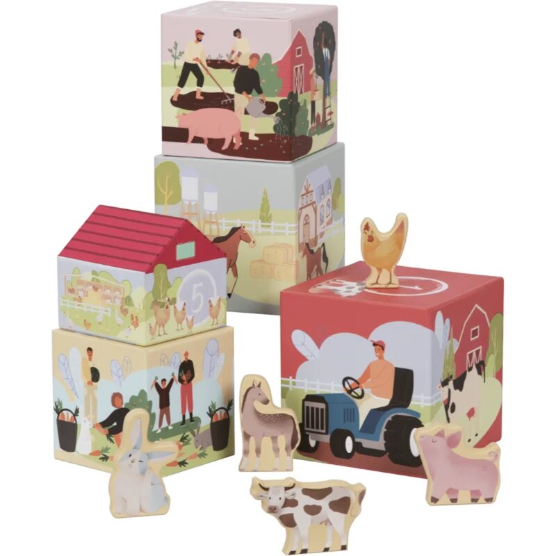eliNeli Stacking Tower Farm kocke za otroke 12m+ 1 kos