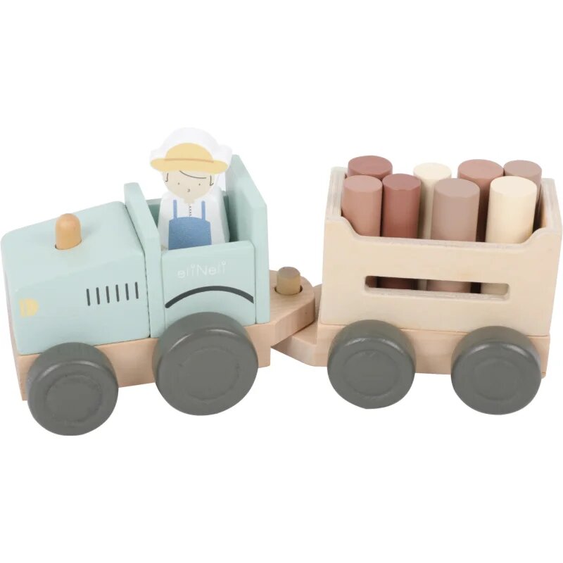 eliNeli Wooden Tractor Farm igrača iz lesa za otroke 18m+ 10 kos