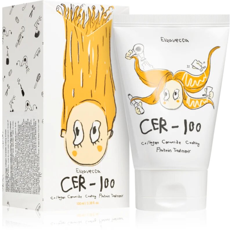 Elizavecca Cer-100 Collagen Ceramide Coating Protein Treatment kolagenska maska za sijaj in mehkobo las 100 ml