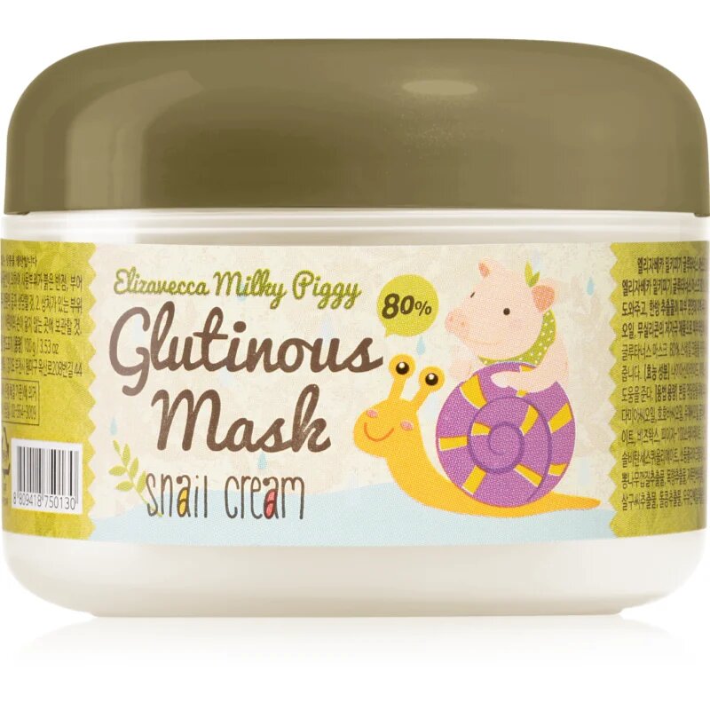 Elizavecca Milky Piggy Glutinous Mask 80% Snail Cream intenzivno vlažilna in hranilna maska s polžjim ekstraktom 100 g