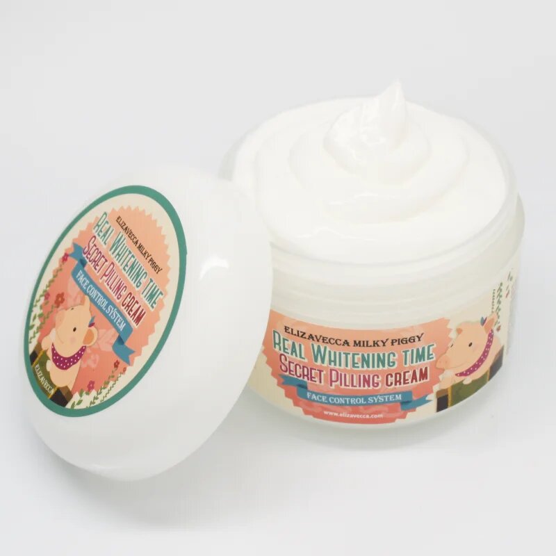 Elizavecca Milky Piggy Real Whitening Time Secret Pilling Cream vlažilna mehčalna krema s piling učinkom 100 ml