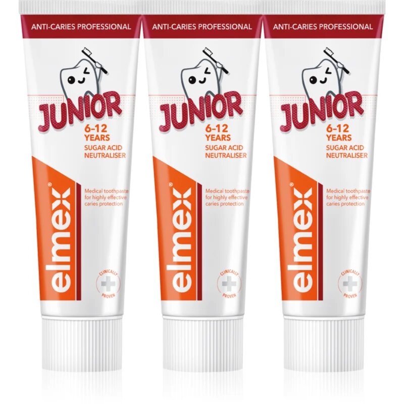 Elmex Anti-Caries Professional Junior zobna pasta za otroke 3x75 ml