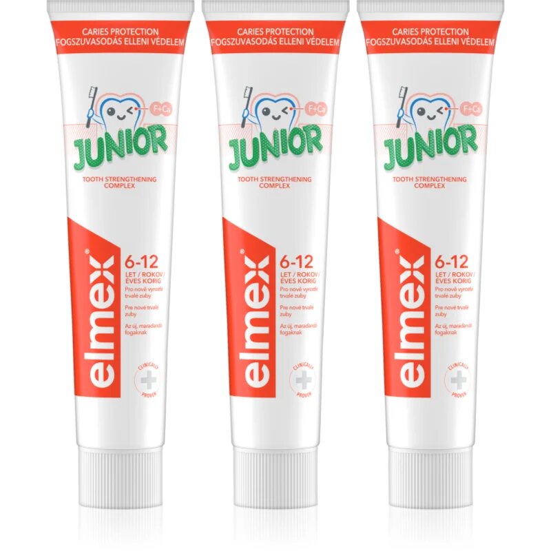 Elmex Junior 6-12 Years zobna pasta za otroke 3x75 ml