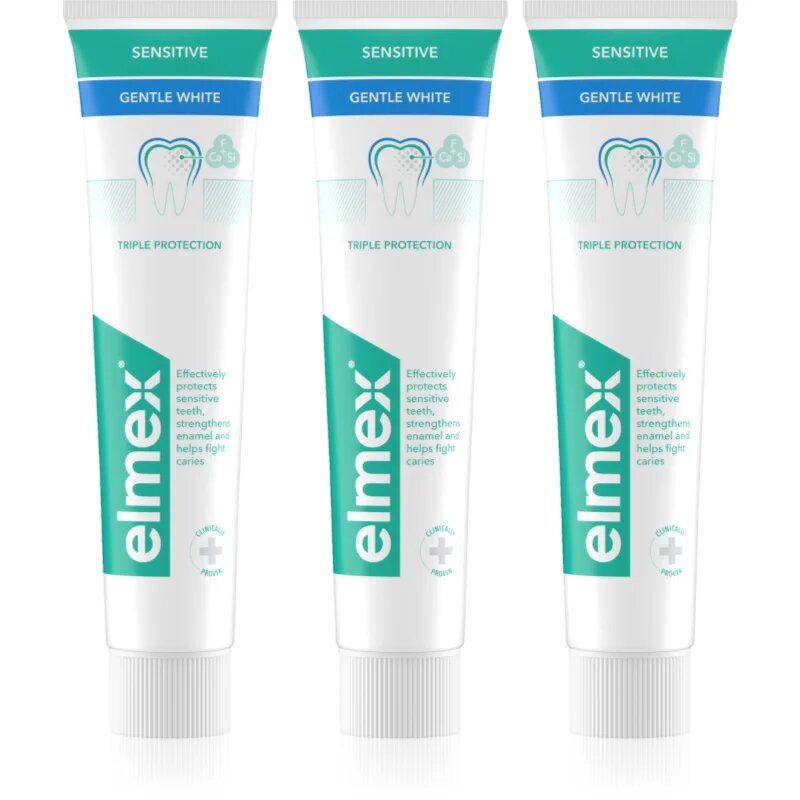 Elmex Sensitive Protection Gentle White zobna pasta za naravno bele zobe 3x75 ml