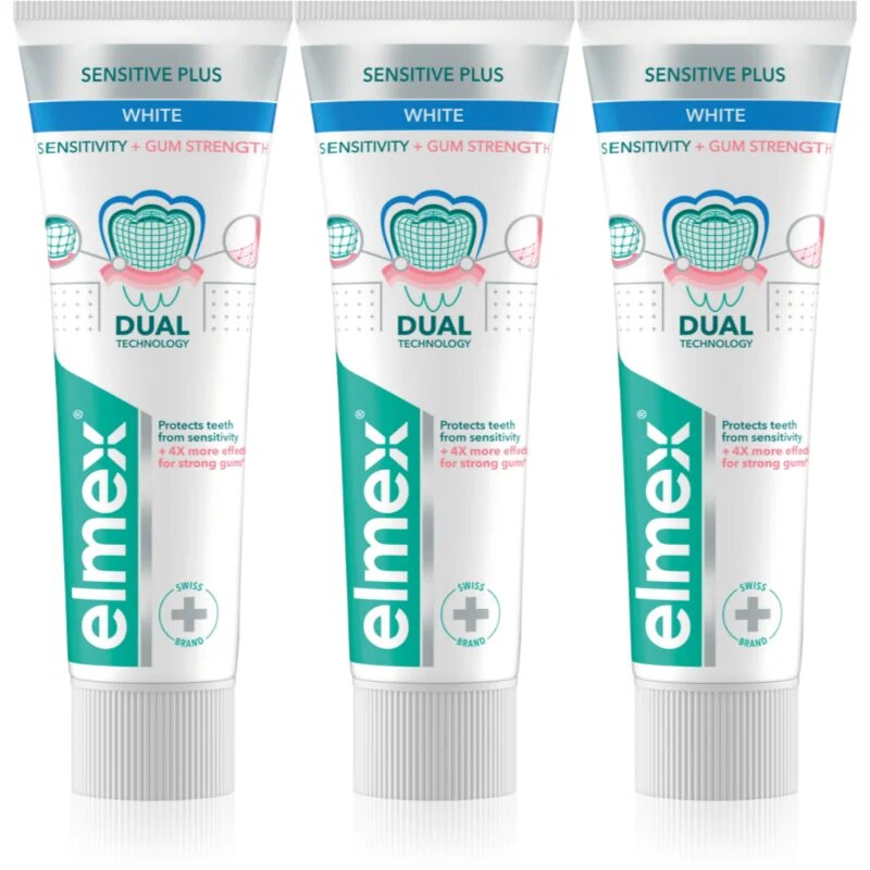 Elmex Sensitivity + Gum Strenght Whitening zobna pasta za občutljive zobe 3x75 ml