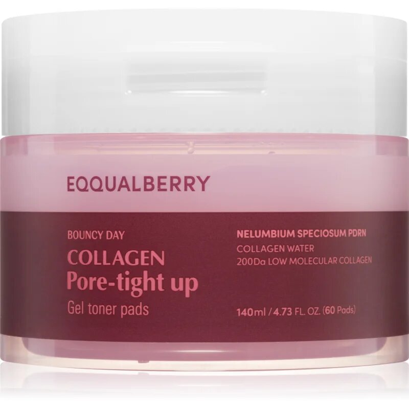 EQQUALBERRY Collagen Pore-Tight Up Gel Toner Pads tonizirajoče blazinice za zmanjšanje por 60 kos
