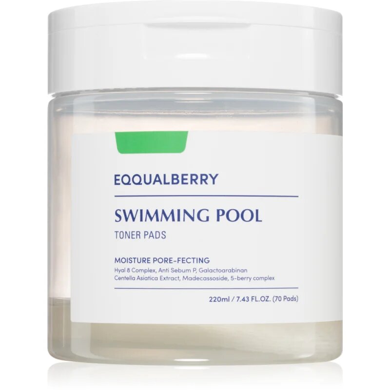 EQQUALBERRY Swimming Pool Toner Pads eksfoliacijske blazinice z vlažilnim učinkom 70 kos