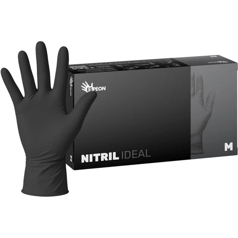 Espeon Nitril Ideal3 Black rokavice iz nitrila brez pudra velikost M 100 kos