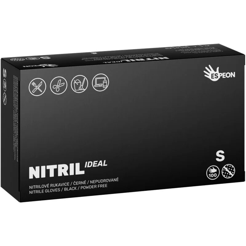 Espeon Nitril Ideal3 Black rokavice iz nitrila brez pudra velikost S 100 kos