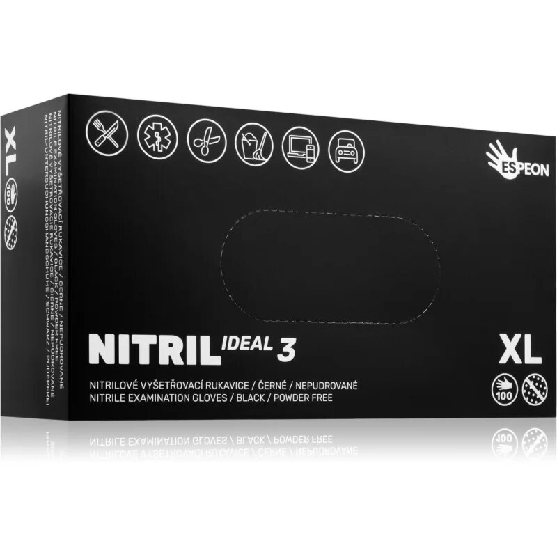Espeon Nitril Ideal3 Black rokavice iz nitrila brez pudra velikost XL 100 kos