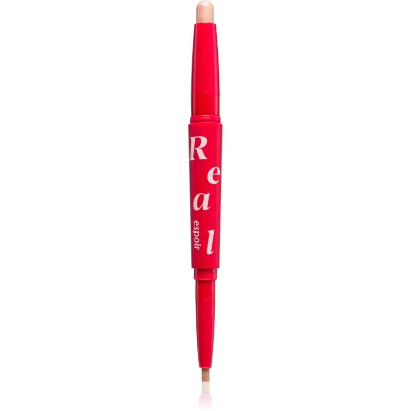 espoir Real Eye Dual Stick dolgoobstojna senčila za oči v svinčniku z osvetljevalcem odtenek 02 Peach Beam 0.5 g