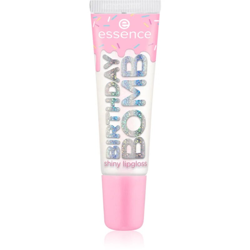 essence Birthday Bomb transparenten sijaj za ustnice za bleščeč sijaj odtenek 01 Cake My Day! 10 ml