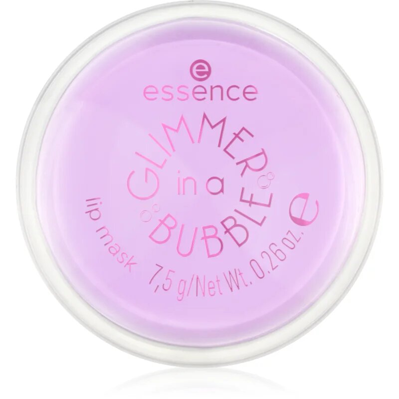 essence GLIMMER IN A BUBBLE vlažilna maska za ustnice z bleščicami odtenek 01 Kiss In A Bubble 7.5 g