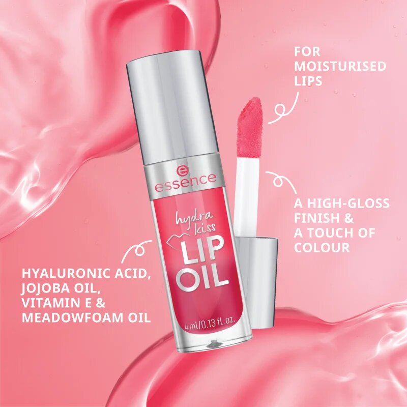 essence Hydra Kiss vlažilno olje za ustnice odtenek 12 Ruby Sparkle 4 ml