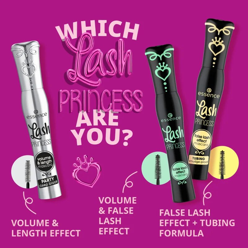 essence Lash PRINCESS TUBING maskara z učinkom umetnih trepalnic odtenek 01 Black 12 ml