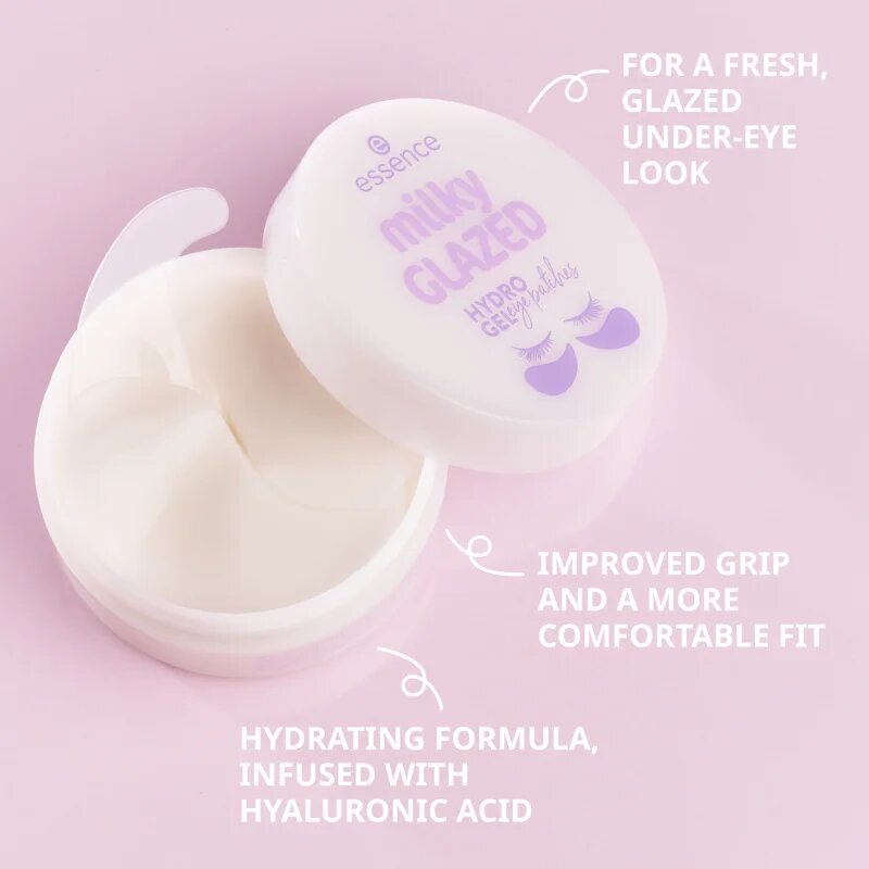 essence milky GLAZED hidrogel blazinice za predel okoli oči 60 kos