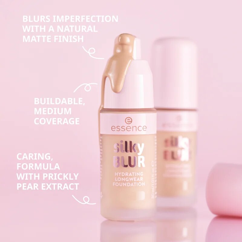 essence silky BLUR naravno prekrivni vlažilni tekoči puder za mat videz odtenek 185 30 ml