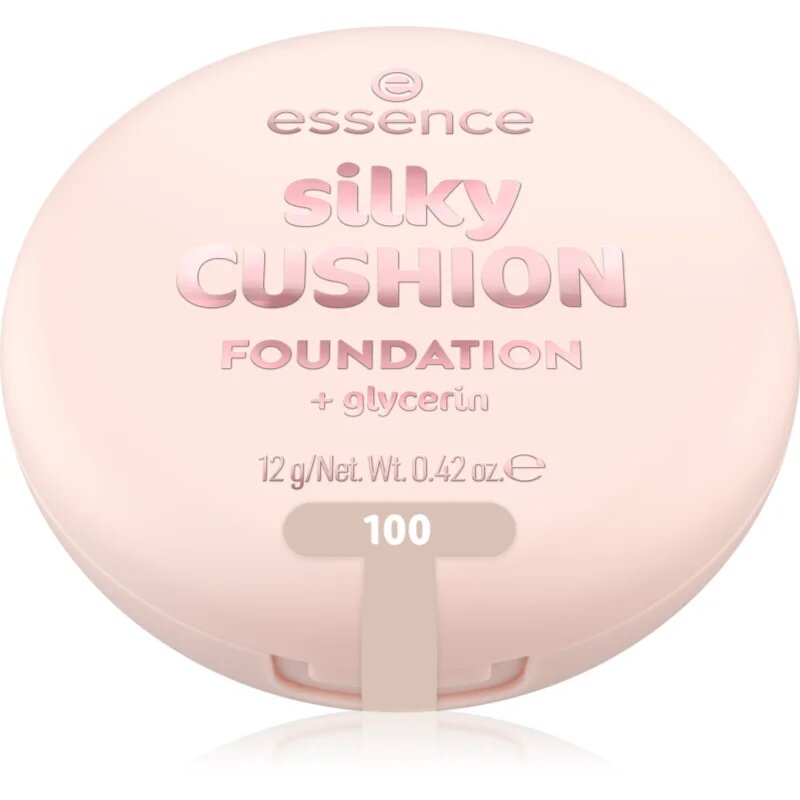 essence silky CUSHION FOUNDATION tekoči puder v gobici s srednjo prekrivnostjo odtenek 100 12 g
