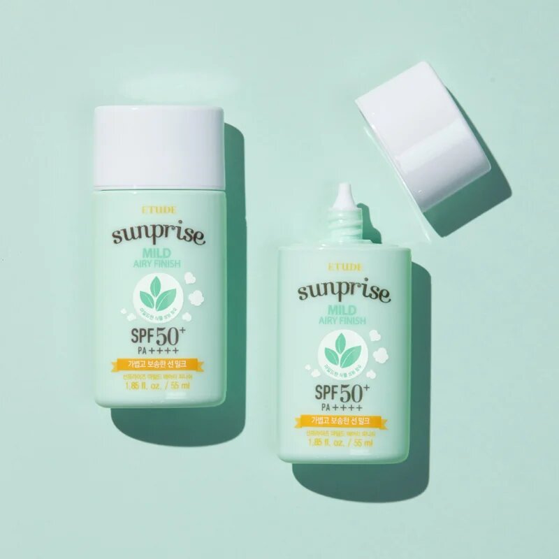 ETUDE Sunprise Mild Airy Finish mineralni zaščitni fluid za obraz SPF 50+ 55 ml