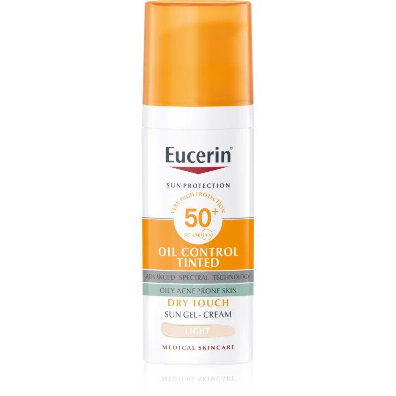 Eucerin Sun Oil Control Tinted kremast gel za sončenje SPF 50+ odtenek Light 50 ml