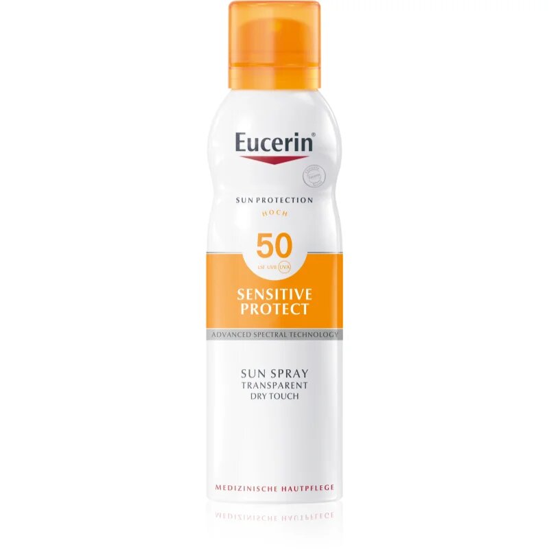Eucerin Sun Sensitive Protect prozorno pršilo za sončenje za občutljivo kožo SPF 50+ 200 ml