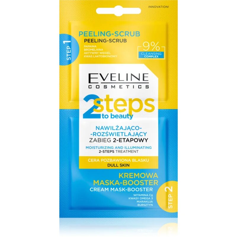 Eveline Cosmetics 2 Steps To Beauty intenzivno vlažilna in posvetlitvena nega za obraz 2x4 ml