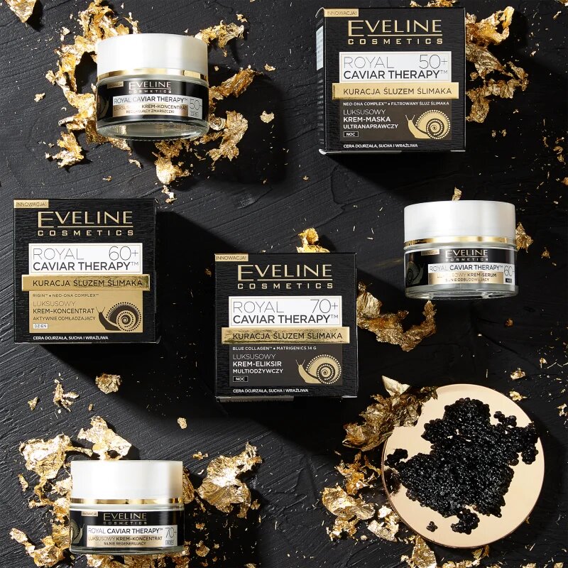 Eveline Cosmetics 24K Snail & Caviar nočna krema proti gubam s polžjim ekstraktom 50 ml