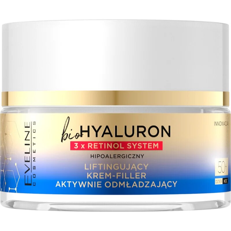 Eveline Cosmetics Bio Hyaluron 3x Retinol System dnevna in nočna lifting krema 50+ 50 ml