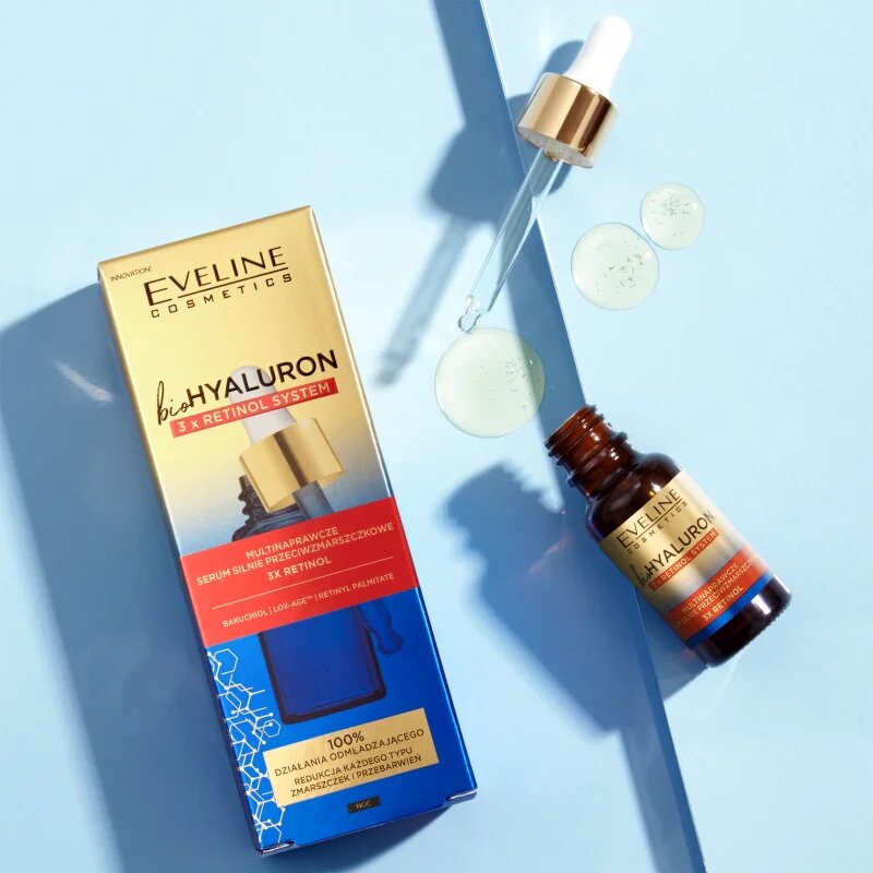 Eveline Cosmetics Bio Hyaluron 3x Retinol System nočni serum proti gubam 18 ml
