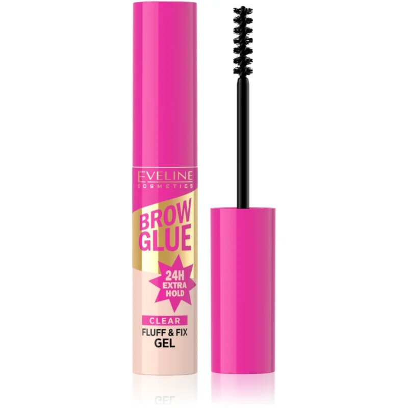 Eveline Cosmetics Brow Glue Fluff & Fix Gel dolgoobstojni gel za obrvi odtenek Transparent 6 ml